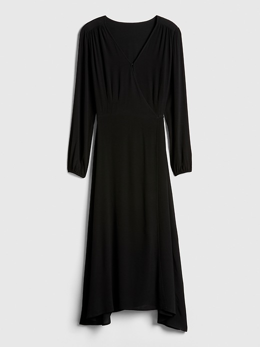 Image number 6 showing, Long Sleeve Flounce Wrap Midi Dress