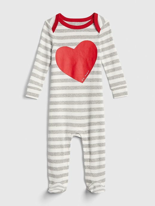 Image number 1 showing, First Favorite Heart Stripe Footed One-Piece