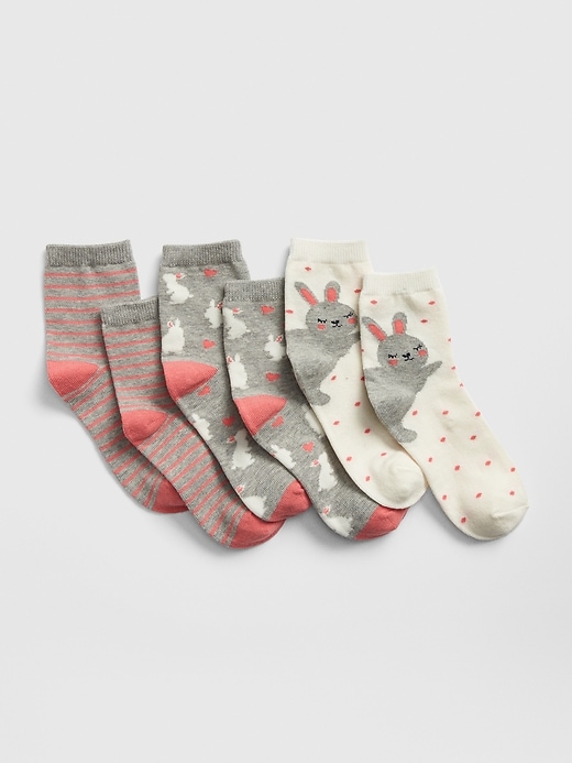 1 of 8 showing, with the color ivory frost of product Kids Bunny Crew Socks (3-Pack)