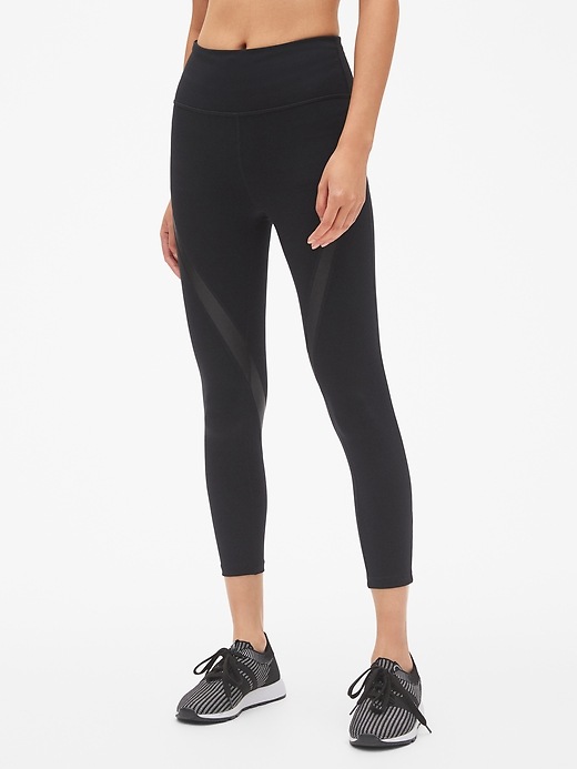 Image number 1 showing, GapFit High Rise Shine Spliced 7/8 Leggings in Eclipse