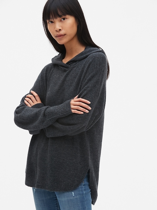 View large product image 1 of 1. Brushed Hooded Pullover Sweater