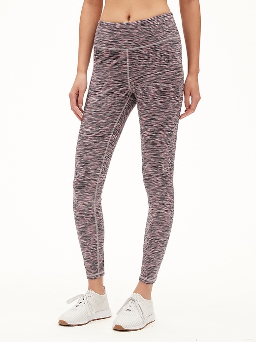 1 of 8 showing, with the color cosmetic pink spacedye of product GapFit Blackout Lattice-Back Spacedye Full Length Leggings