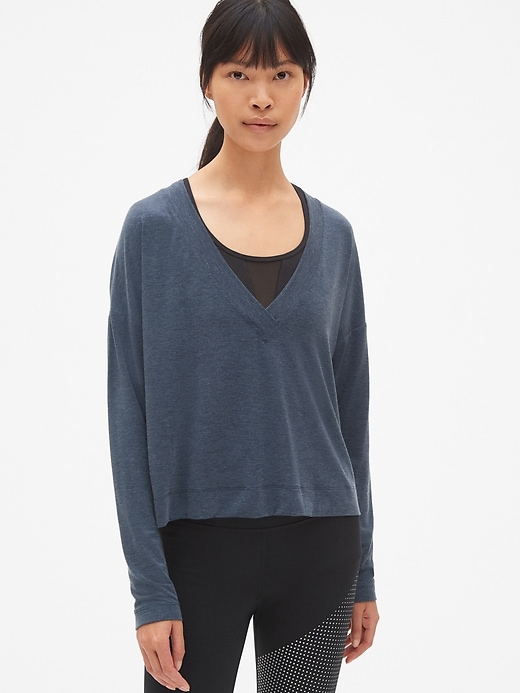 View large product image 1 of 6. GapFit Breathe Deep V-Neck Pullover Top