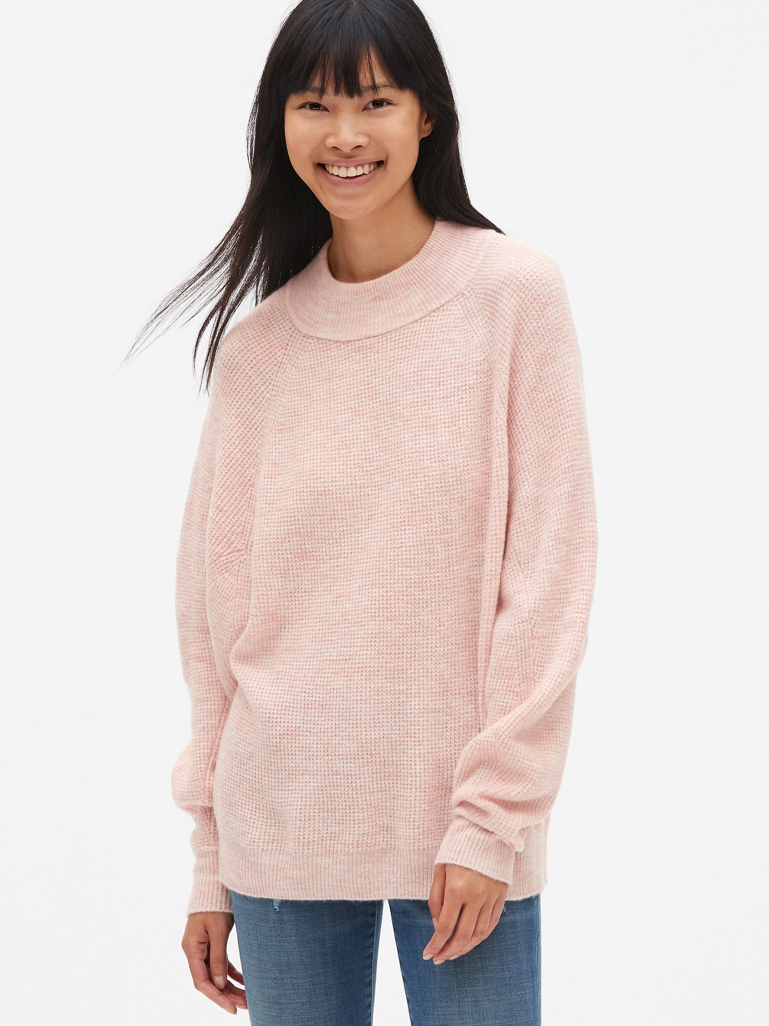 gap waffle mockneck sweater