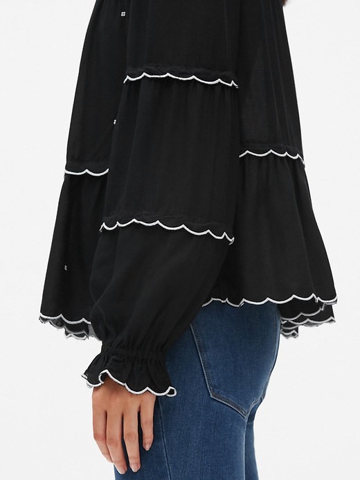 Image number 5 showing, Embroidered Long Sleeve Tiered Ruffle Blouse