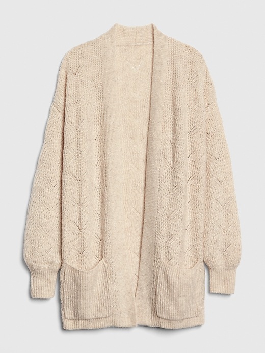 Image number 6 showing, Brushed Pointelle Open-Front Cardigan Sweater