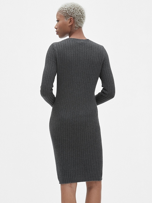 2 of 8 showing, with the color charcoal of product Cozy Ribbed Crewneck Sweater Dress