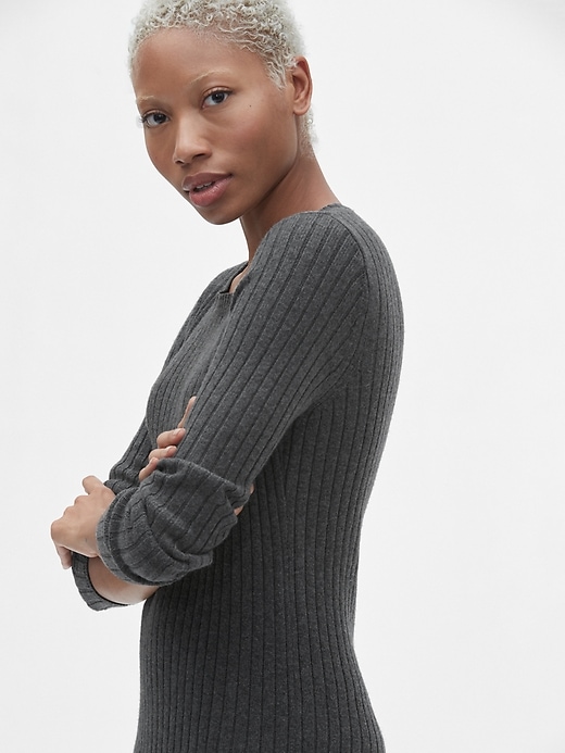 Image number 5 showing, Cozy Ribbed Crewneck Sweater Dress
