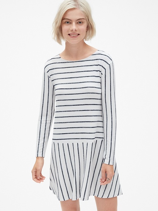 View large product image 1 of 1. Softspun Stripe Flounce T-Shirt Dress