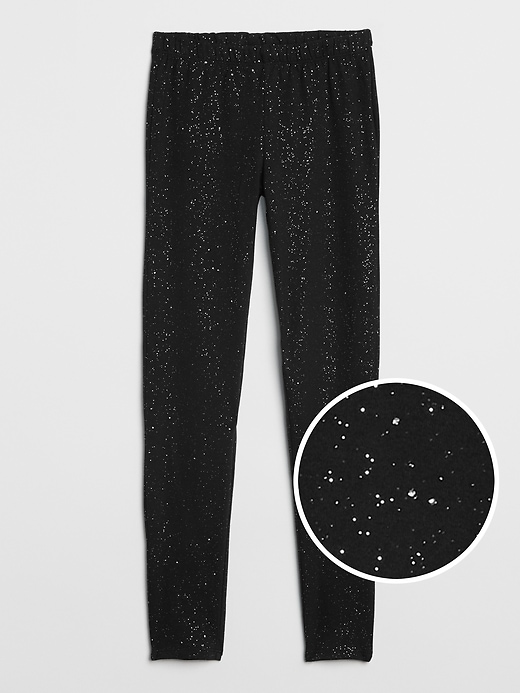 1 of 8 showing, with the color true black of product Kids Sparkle Leggings in Stretch Jersey