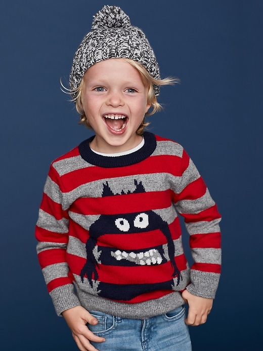 Image number 4 showing, Toddler Graphic Stripe Crewneck Sweater