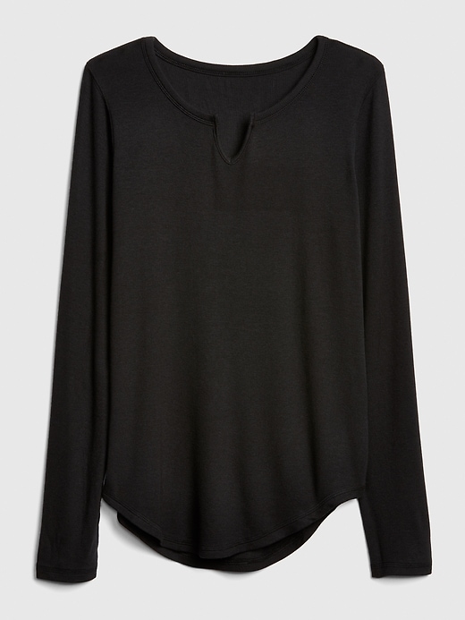 Image number 6 showing, Ribbed Long Sleeve Notch-Neck T-Shirt