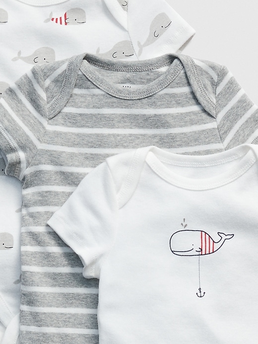 Image number 2 showing, Baby Whale Short Sleeve Bodysuit (3-Pack)