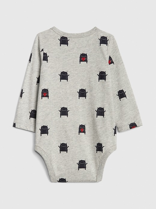 2 of 8 showing, with the color light heather grey of product Print Long Sleeve Bodysuit