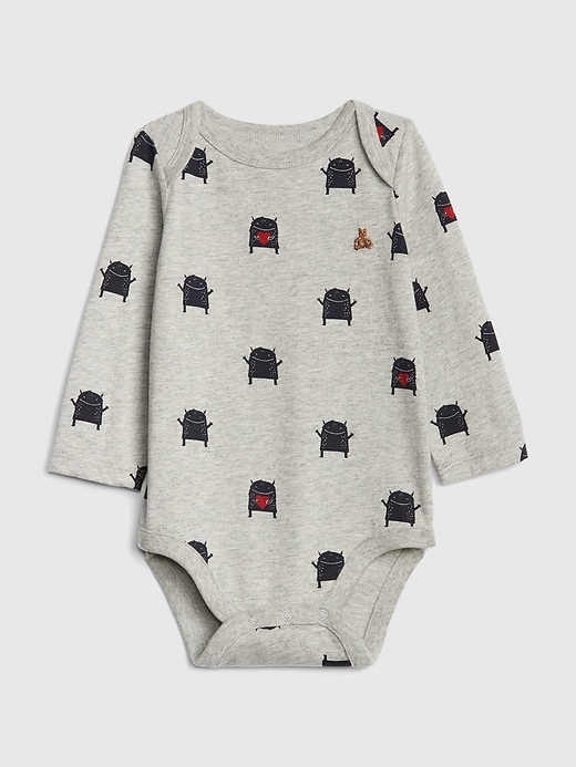 1 of 8 showing, with the color light heather grey of product Print Long Sleeve Bodysuit