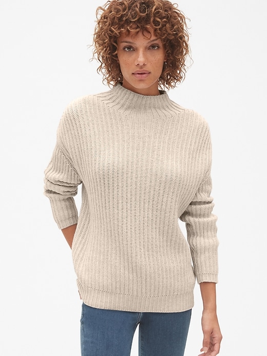 View large product image 1 of 1. Shaker Stitch Pullover Turtleneck Sweater