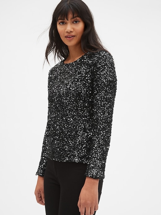 Image number 1 showing, Long Sleeve Sequin Top