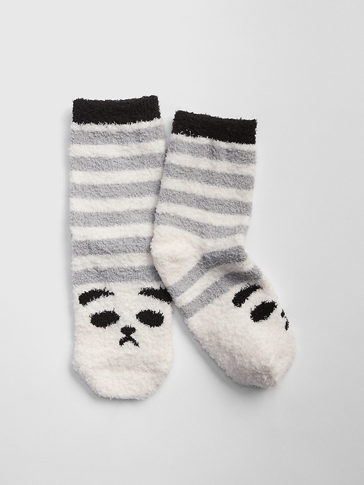 View large product image 1 of 1. Cozy Panda Stripe Socks