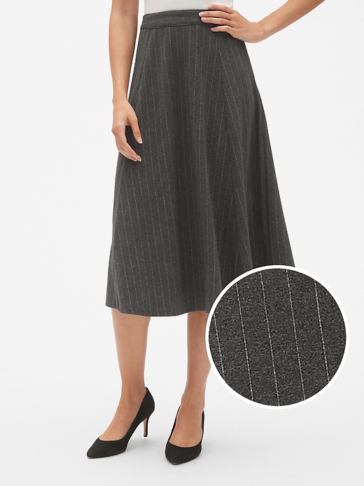 Image number 1 showing, Midi Stripe Circle Skirt in Ponte