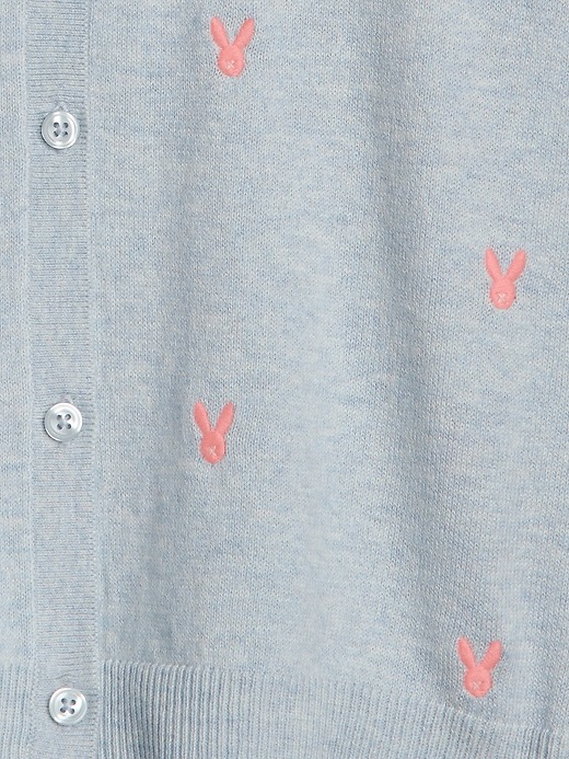 Image number 4 showing, Kids Embroidered Rabbit Cardigan Sweater