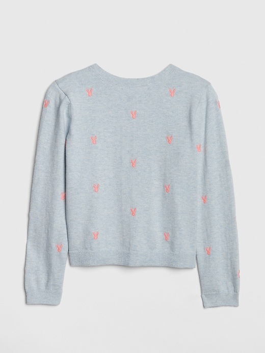Image number 3 showing, Kids Embroidered Rabbit Cardigan Sweater