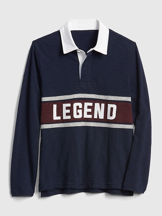 Image number 1 showing, Graphic Long Sleeve Polo Shirt