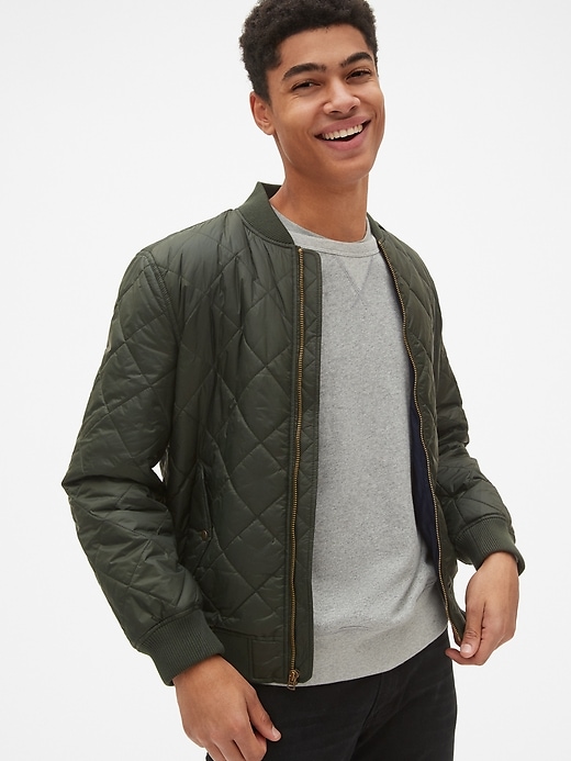 View large product image 1 of 1. Quilted Bomber Jacket