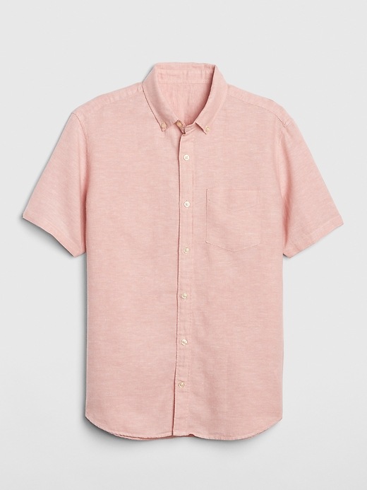 Image number 6 showing, Standard Fit Short Sleeve Shirt in Linen-Cotton
