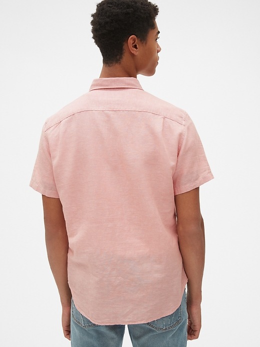 Image number 2 showing, Standard Fit Short Sleeve Shirt in Linen-Cotton