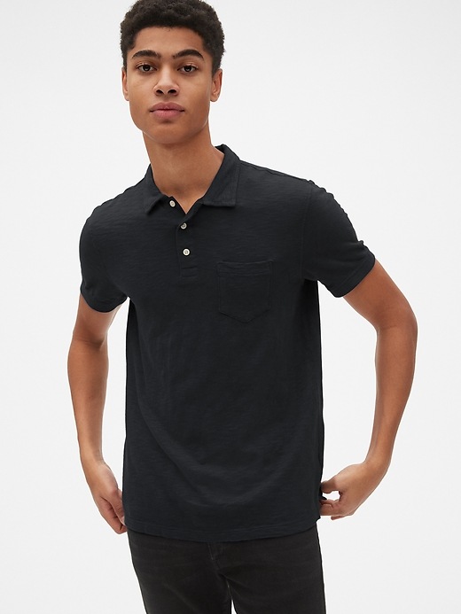 View large product image 1 of 1. Slub Jersey Polo Shirt