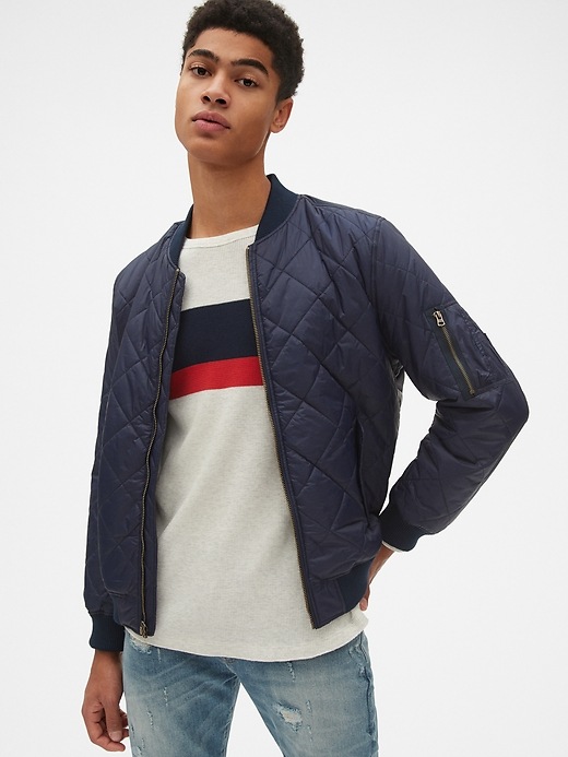 Image number 1 showing, Quilted Bomber Jacket