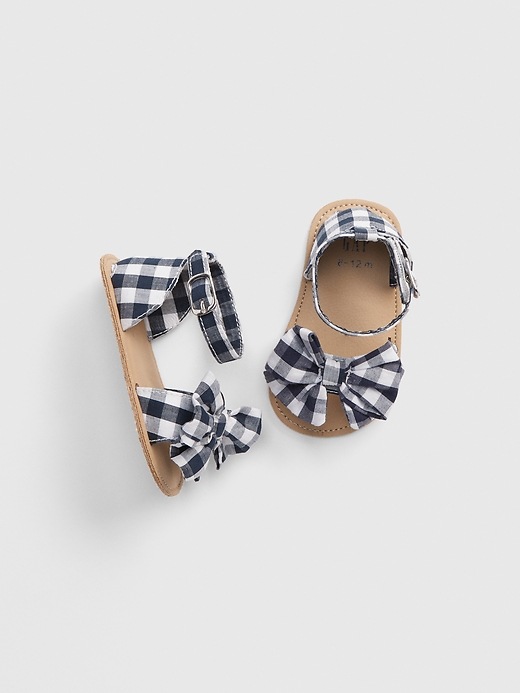 View large product image 1 of 1. Baby Gingham Bow Sandals