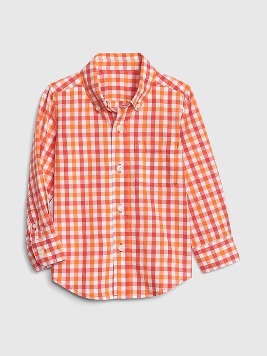 View large product image 1 of 1. Kids Poplin Plaid Long Sleeve Shirt