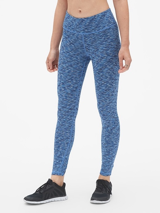 2 of 8 showing, with the color blue spacedye of product GapFit Blackout Lattice-Back Spacedye Full Length Leggings