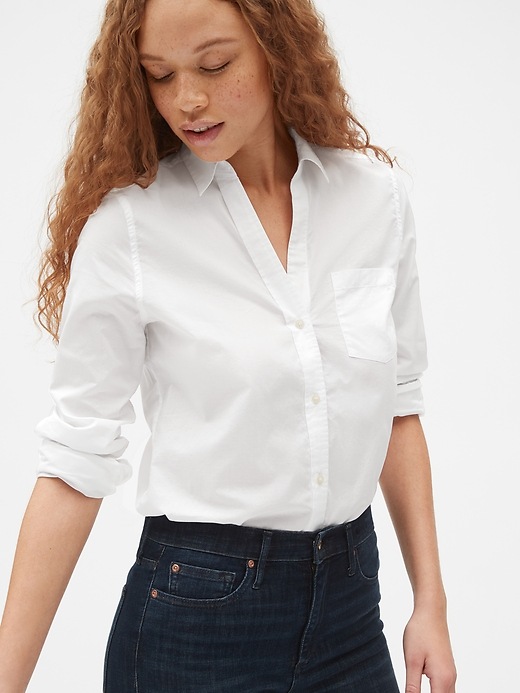 Image number 5 showing, Fitted Boyfriend Shirt in Poplin