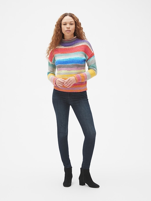 Image number 3 showing, Crazy Stripe Mockneck Pullover Sweater