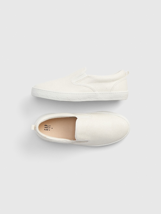 1 of 8 showing, with the color white of product Kids Glitter Slip-On Sneakers