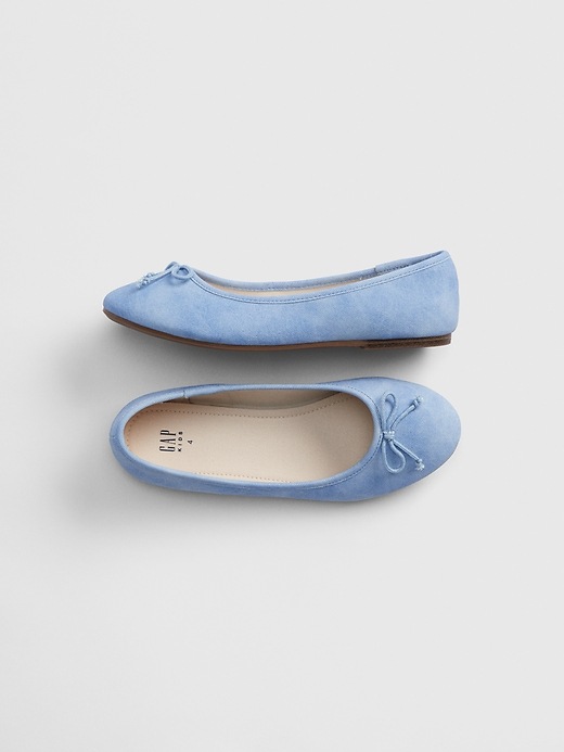 View large product image 1 of 1. Kids Denim Bow Ballet Flats