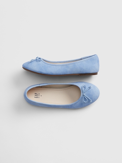 1 of 8 showing, with the color light denim of product Kids Denim Bow Ballet Flats