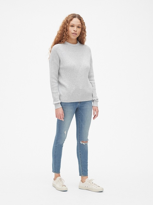 Image number 3 showing, Directional Ribbed Crewneck Pullover Sweater