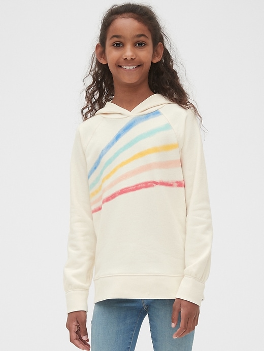 Image number 2 showing, Kids Rainbow Stripe Hoodie Sweatshirt