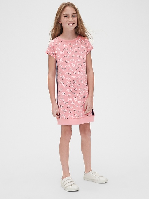 2 of 8 showing, with the color IMPATIENT of product Kids Floral Racerstripe T-Shirt Dress