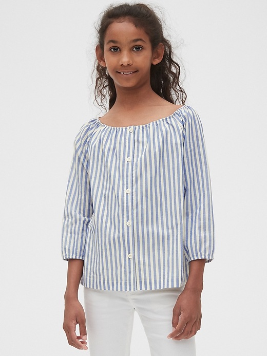 Image number 2 showing, Stripe Button-Front Top