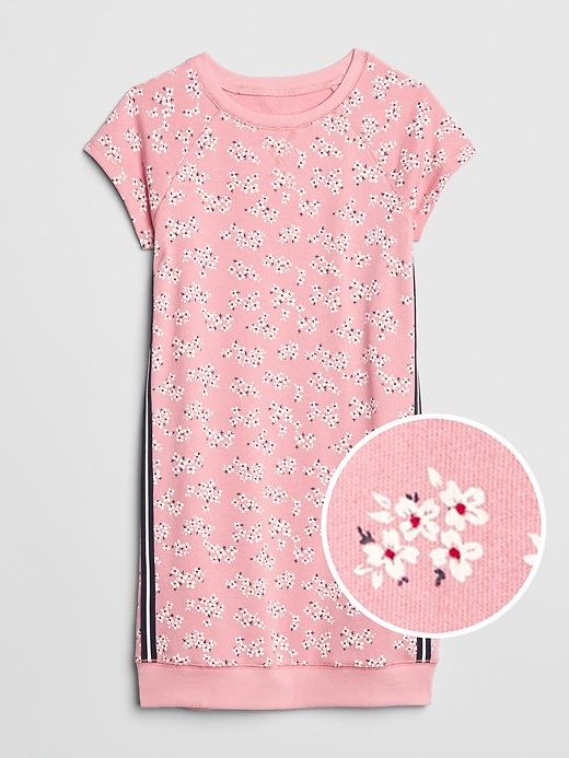 1 of 8 showing, with the color IMPATIENT of product Kids Floral Racerstripe T-Shirt Dress