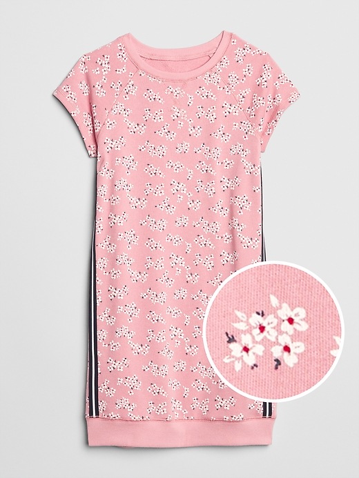 Image number 1 showing, Kids Floral Racerstripe T-Shirt Dress