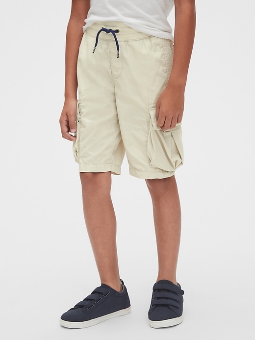 1 of 8 showing, with the color fresh praline of product Kids Pull-On Cargo Shorts In Poplin