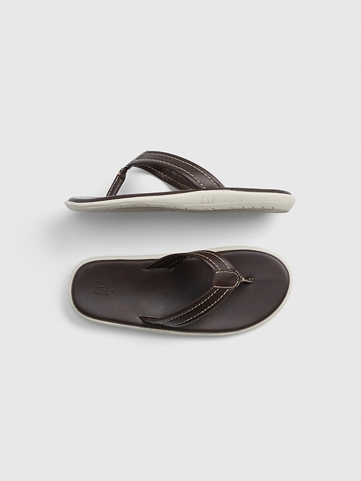 View large product image 1 of 1. Kids Faux-Leather Flip Flops