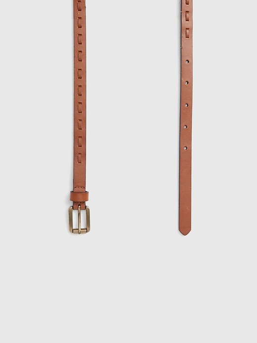 Image number 3 showing, Top Stitch Skinny Leather Belt