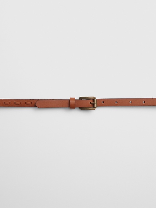 Image number 2 showing, Top Stitch Skinny Leather Belt
