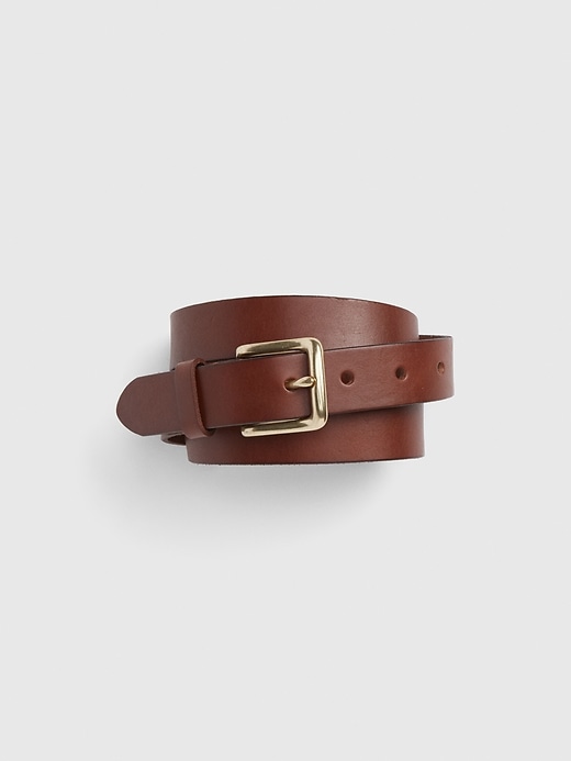 1 of 8 showing, with the color cognac of product Khaki Leather Belt